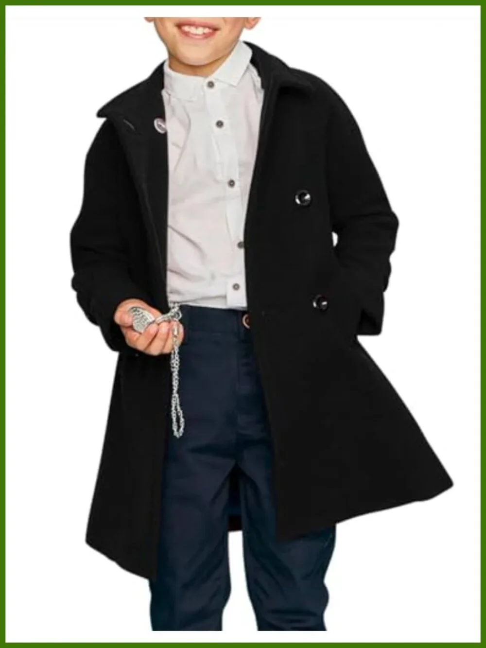 Boys Pea Coat Double Breasted Notched Collar Overcoat